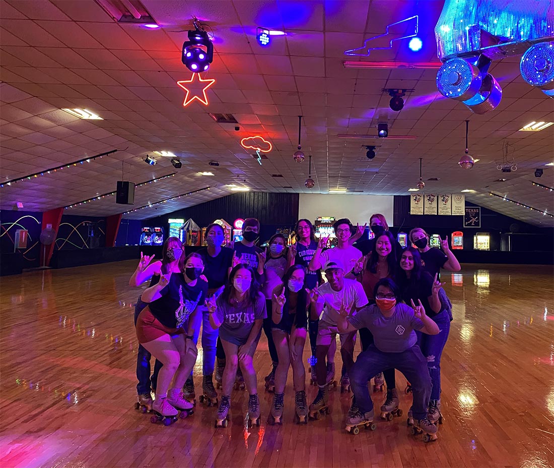 students at roller rink