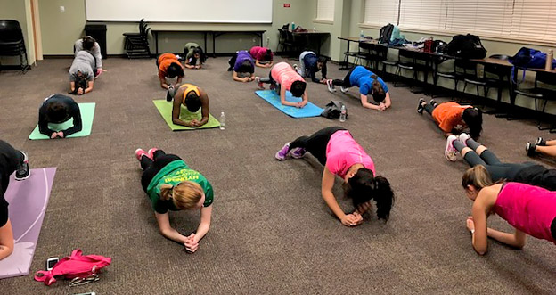 students doing a plank
